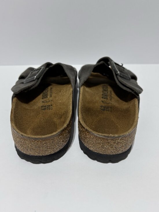 Birkenstock Men’s Lugano Gray Leather Sandals, Size EUR 43, US 9 M main image 5